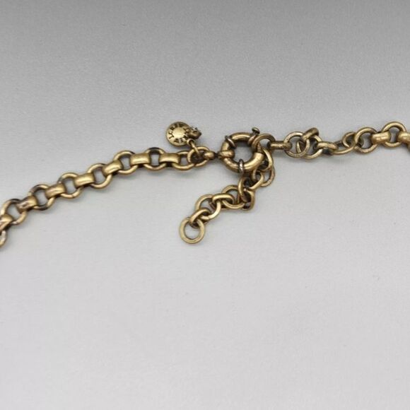 J. Crew Necklace Taupe Yellow Beaded Flower Pendants Crystal Accents Gold Tone - Picture 7 of 10